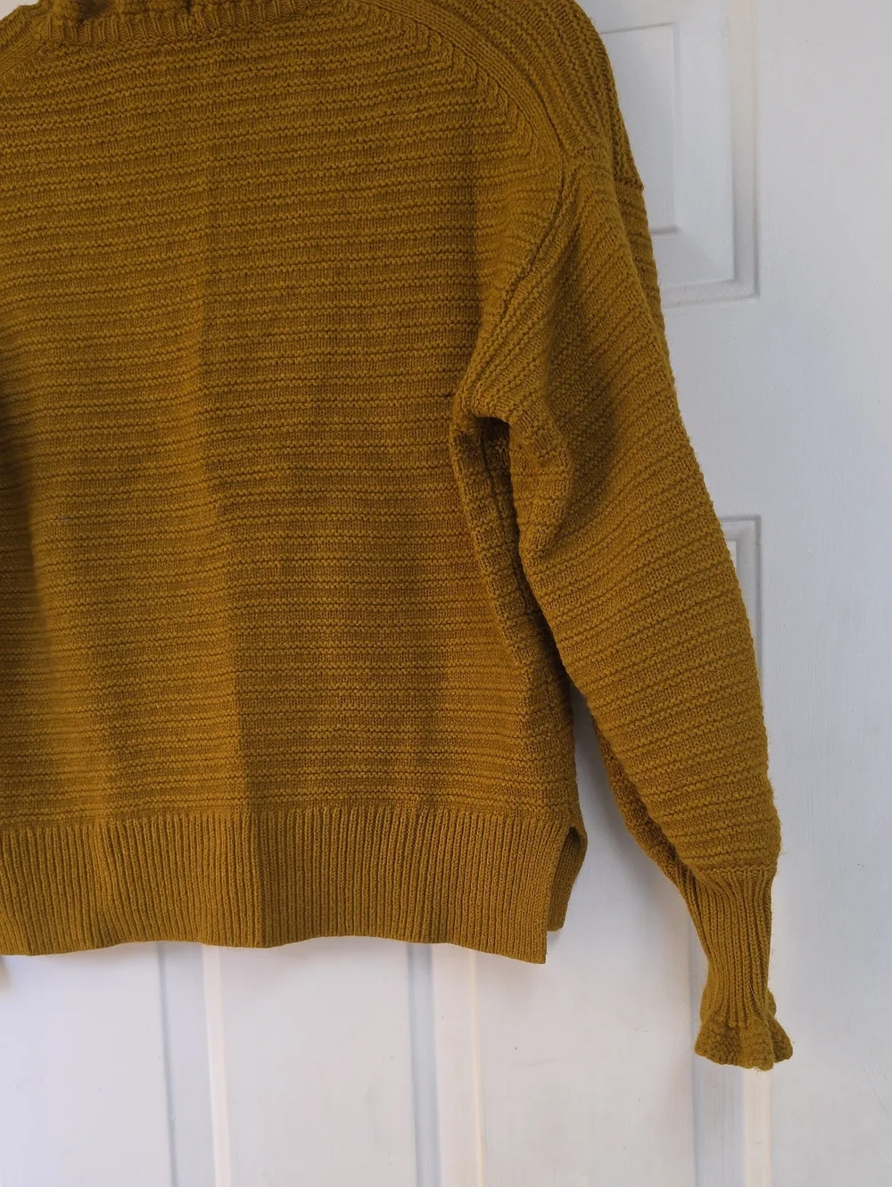 MADEWELL  Ruffle Merino Wool Blend Sweater Gold